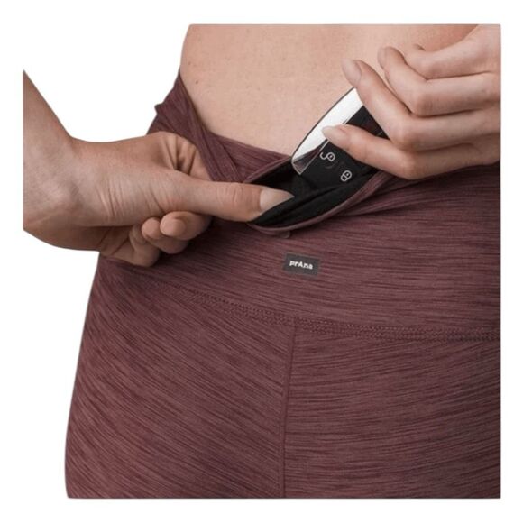 prAna Kimble Bike Shorts Burgundy Flannel Heather Stretch Knit Athletic M - Picture 2 of 7